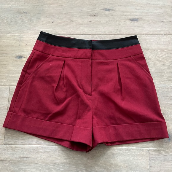 Forever 21 Pants - High waisted pleated shorts with faux leather accent